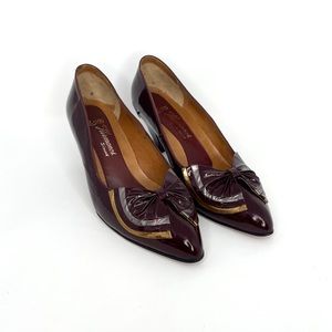 VINTAGE Leather Maroon Stilettos‎